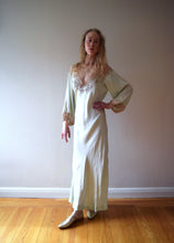 Load image into Gallery viewer, 1930s satin and lace green gown . size medium to xl