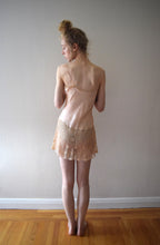 Load image into Gallery viewer, 1930s silk and tambour lace mini slip . bias cut slip . size xs