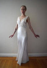 Load image into Gallery viewer, 1940s satin and lace gown . vintage slip dress . size small to s/m