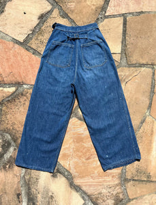 1940s WAVES jeans . vintage WWII denim pants . 24-25 waist