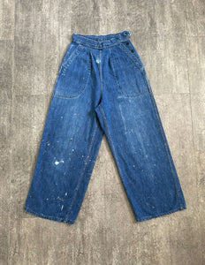 1940s WAVES jeans . vintage WWII denim pants . 24-25 waist