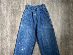 1940s WAVES jeans . vintage WWII denim pants . 24-25 waist