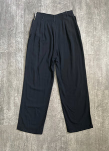 1940s black pants . vintage 40s side button trousers. 26 waist