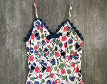 Load image into Gallery viewer, 1930s cherry print dress . vintage sleeveless gown . size xs to small