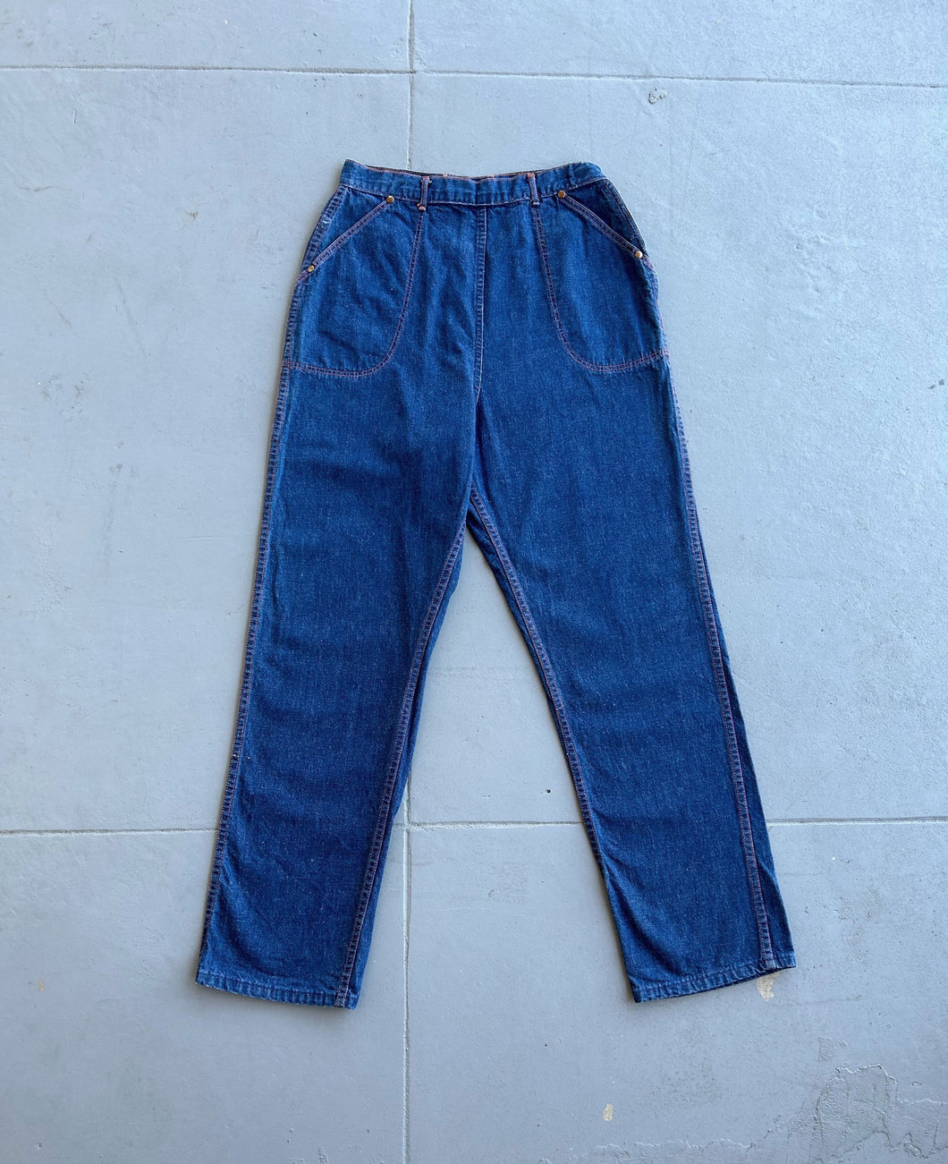 1950s side zip jeans . vintage dark denim . 25-26 waist