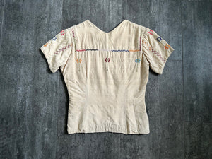 1930s vintage silk embroidered blouse . size small to s/m