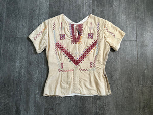 1930s vintage silk embroidered blouse . size small to s/m