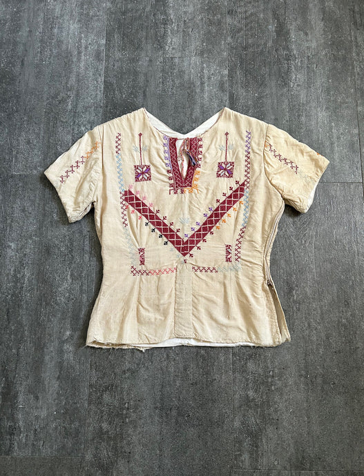 1930s vintage silk embroidered blouse . size small to s/m