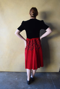 1950s Lanvin Castillo skirt . vintage velvet skirt . size s