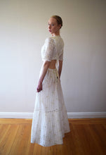 Load image into Gallery viewer, Antique Edwardian dress set . 1900s floral print dress . size xs to s/m