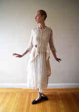 Load image into Gallery viewer, Antique 1910s embroidered net dress . vintage wedding dress . size xs to small