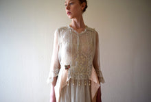 Load image into Gallery viewer, Antique 1910s embroidered net dress . vintage wedding dress . size xs to small