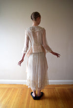 Load image into Gallery viewer, Antique 1910s embroidered net dress . vintage wedding dress . size xs to small