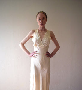 1930s silk slip dress . vintage 30s nightgown . size small