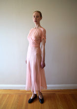 Load image into Gallery viewer, 1930s pink silk chiffon dress . vintage gown . size xs to small