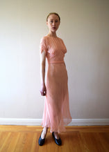 Load image into Gallery viewer, 1930s pink silk chiffon dress . vintage gown . size xs to small