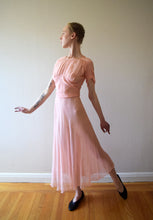 Load image into Gallery viewer, 1930s pink silk chiffon dress . vintage gown . size xs to small