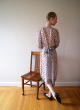 Load image into Gallery viewer, 1930s silk chiffon dress . 30s vintage floral print dress . size medium to large