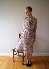 Load image into Gallery viewer, 1930s silk chiffon dress . 30s vintage floral print dress . size medium to large