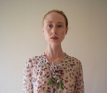 Load image into Gallery viewer, 1930s silk chiffon dress . 30s vintage floral print dress . size medium to large