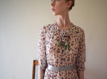 Load image into Gallery viewer, 1930s silk chiffon dress . 30s vintage floral print dress . size medium to large