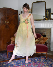 Load image into Gallery viewer, 1920s chemise . antique vintage yellow nightgown . size xs to medium