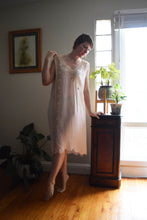 Load image into Gallery viewer, 1920s silk and inset lace chemise . vintage shift dress . size xs to medium