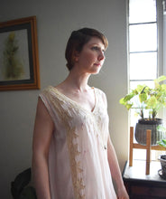 Load image into Gallery viewer, 1920s silk and inset lace chemise . vintage shift dress . size xs to medium