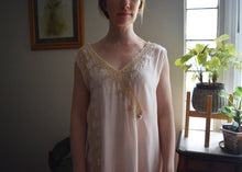 Load image into Gallery viewer, 1920s silk and inset lace chemise . vintage shift dress . size xs to medium