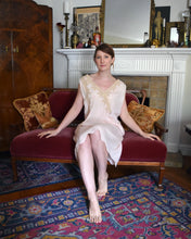 Load image into Gallery viewer, 1920s silk and inset lace chemise . vintage shift dress . size xs to medium