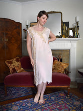 Load image into Gallery viewer, 1920s silk and inset lace chemise . vintage shift dress . size xs to medium