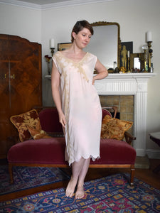 1920s silk and inset lace chemise . vintage shift dress . size xs to medium