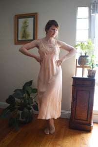 1930s silk and lace slip dress . size small to m/l