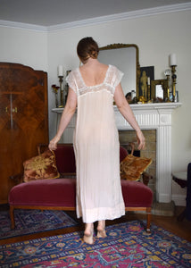 1920s silk chiffon and lace chemise dress . size small to m/l