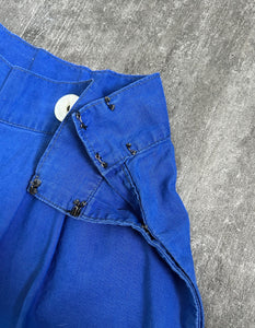 1930s blue sportswear pants . beach pajama pants . 32-33 waist