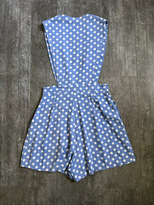 1940s pinafore romper . vintage 40s playsuit shorts . 30 waist