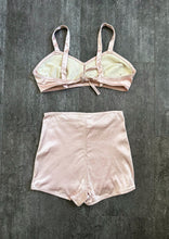 Load image into Gallery viewer, 1940s pink satin swimsuit . vintage bikini . size xs to small