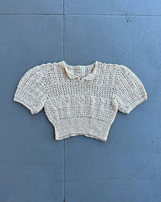 1930s puff sleeve knit top . vintage 30s sweater . size xxs to small