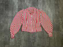 Load image into Gallery viewer, 1940s striped rayon blouse . vintage 40s top . size xs to small