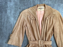 Load image into Gallery viewer, 1940s suede leather trench coat . vintage 40s jacket . size small to medium