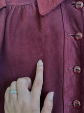 Load image into Gallery viewer, Vintage 1940s suede leather jacket . burgundy coat . size small to m/l