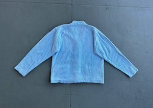 1950s terry cloth cardigan . blue 40s 50s sportswear . size small to m/l