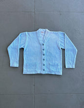 Load image into Gallery viewer, 1950s terry cloth cardigan . blue 40s 50s sportswear . size small to m/l