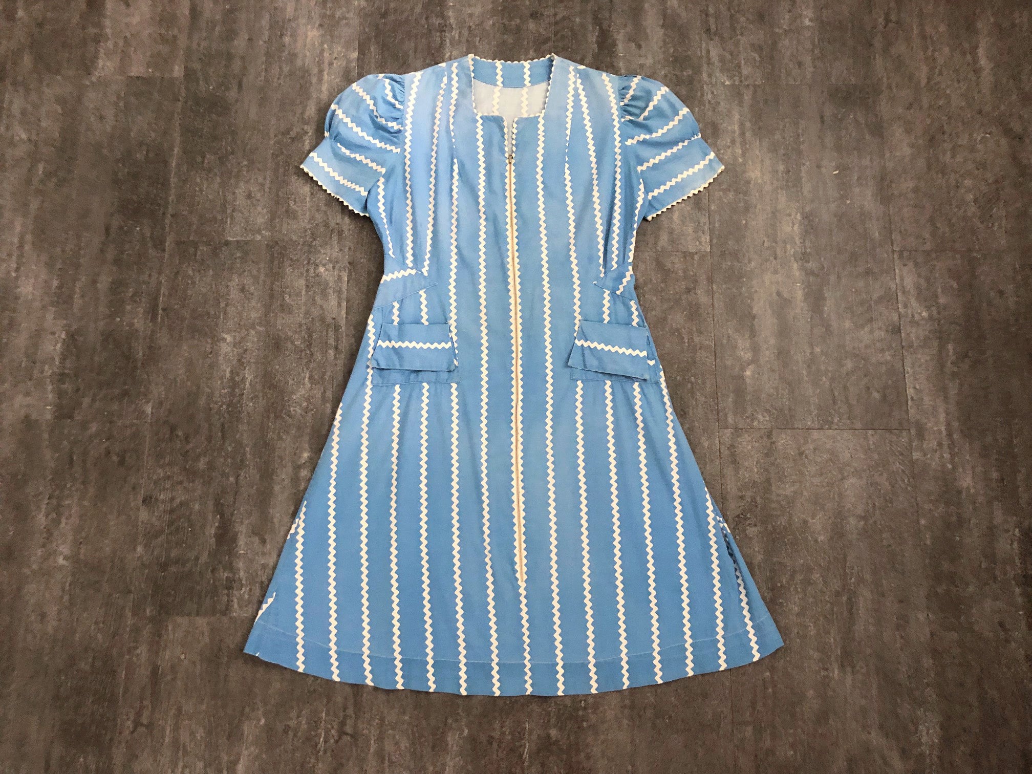 Vintage 1940S Dress . 40S Zip Front Dress – Bluefennel